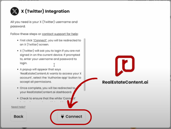 How to connect X to realestatecontent.ai